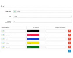 Опція колір Опенкарт 3 українською мовою